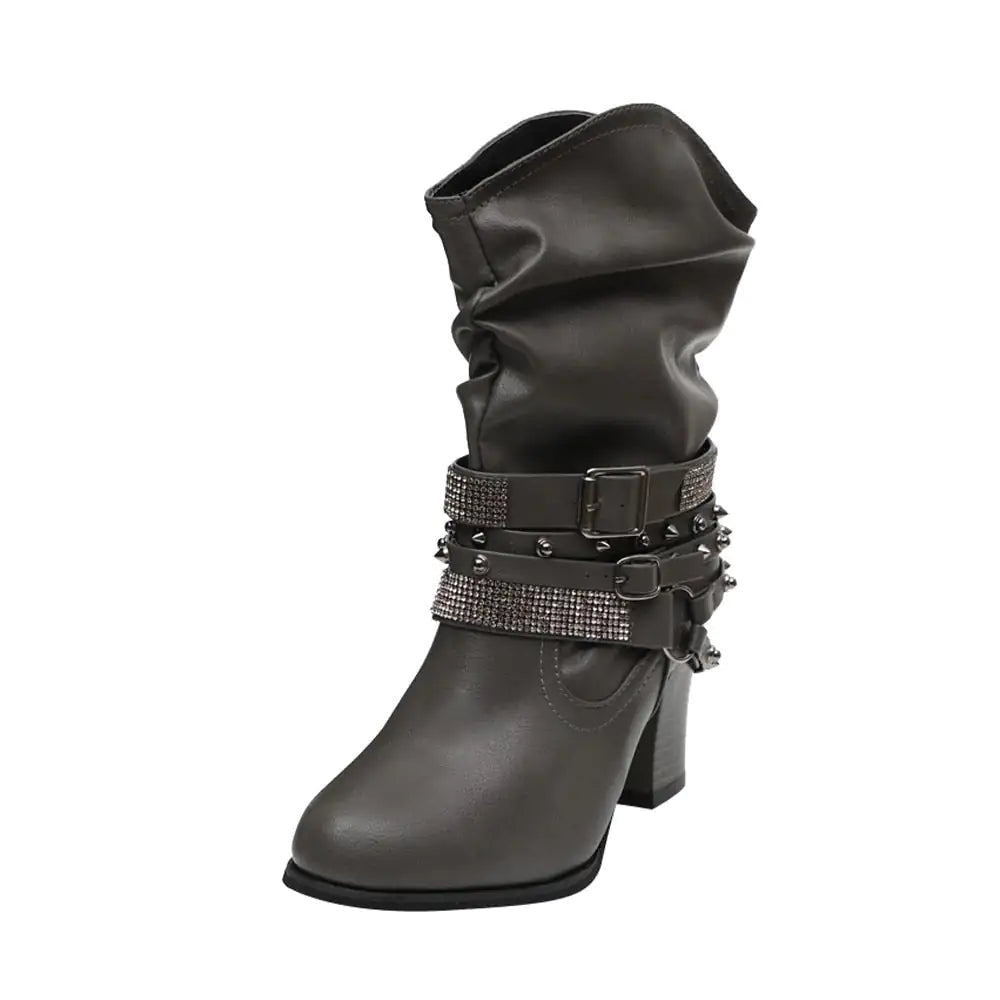 Sprigo - Leather ankle boots in Western style with strap - Swamp's Store
