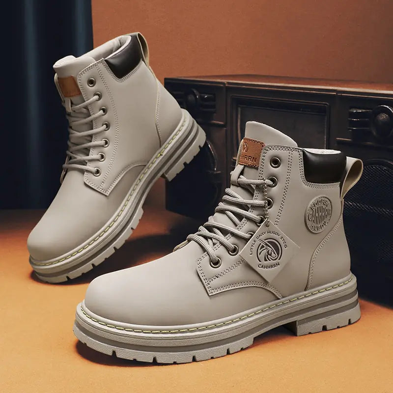 High Top Boots Men's Leather Shoes - Swamp's Store