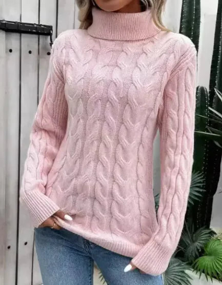 Women's Cable-knit Turtleneck Sweater - Swamp's Store