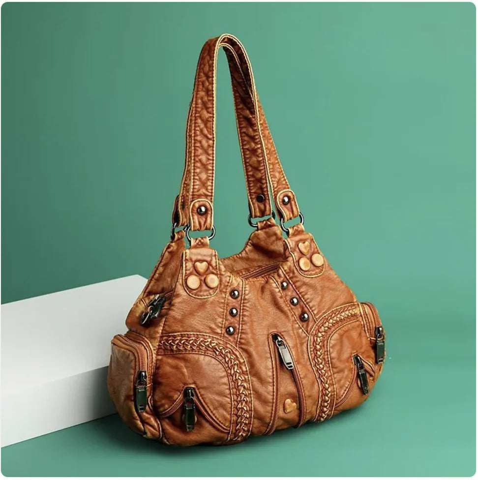 Trendy Messenger Bag - Washed Soft PU Leather Shoulder Bag - Swamp's Store