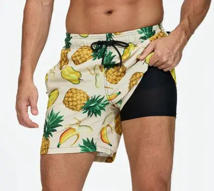 Men's Quick-Dry Double-Layer Beach Swim Trunks - Swamp's Store
