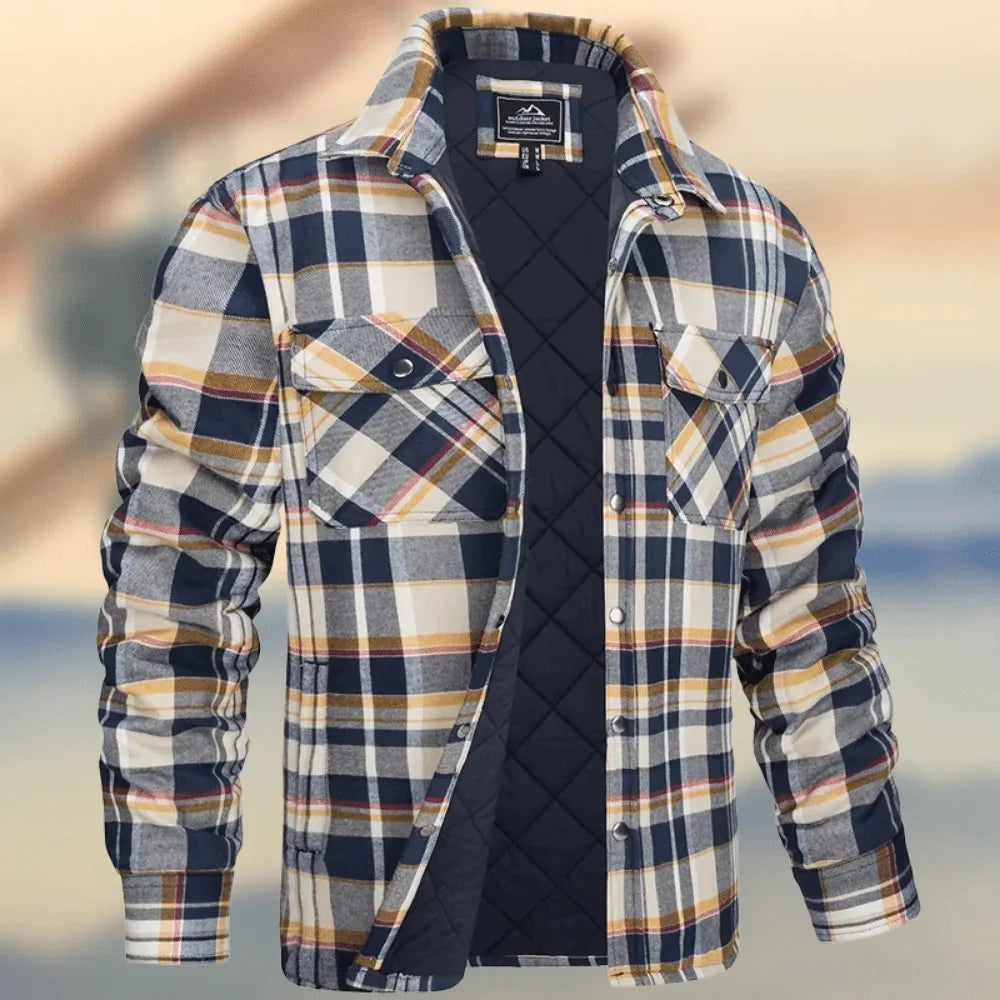#U- Long Sleeve Thick Checks  Men's Jacket - Swamp's Store