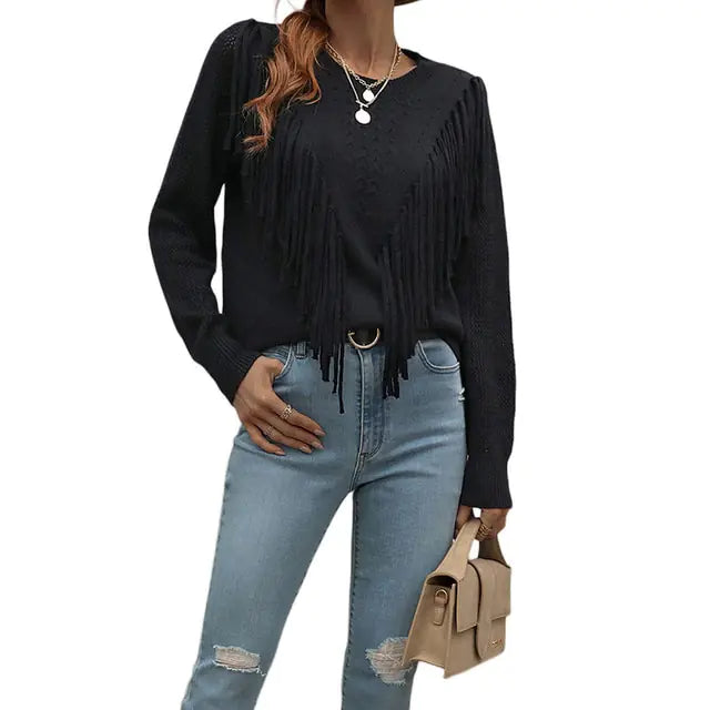 Women Tassels Autumn Sweaters - Swamp's Store