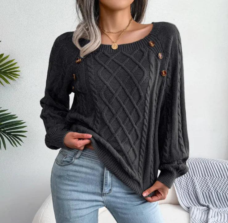 AC- Twist Knit Square Neck Sweater - Swamp's Store