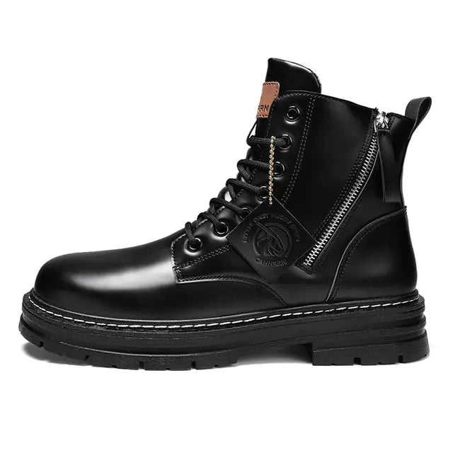 High Top Boots Men's Leather Shoes - Swamp's Store
