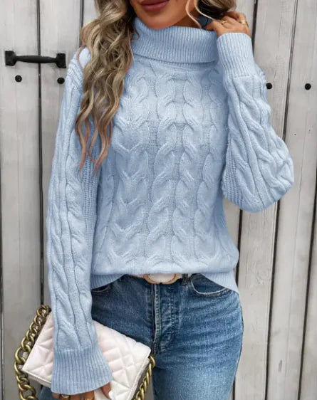 Women's Cable-knit Turtleneck Sweater - Swamp's Store