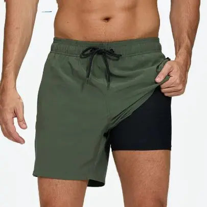 Men's Quick-Dry Double-Layer Beach Swim Trunks - Swamp's Store