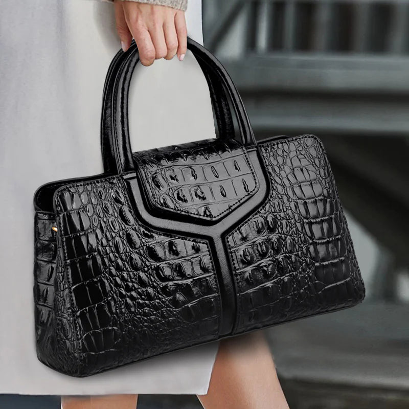 Faux Crocodile Leather Messenger Bag - Swamp's Store