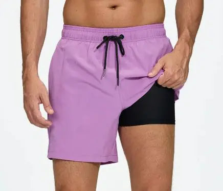 Men's Quick-Dry Double-Layer Beach Swim Trunks - Swamp's Store