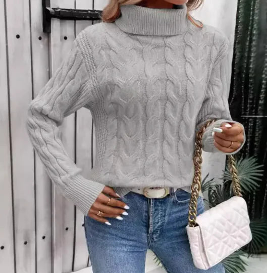 Women's Cable-knit Turtleneck Sweater - Swamp's Store