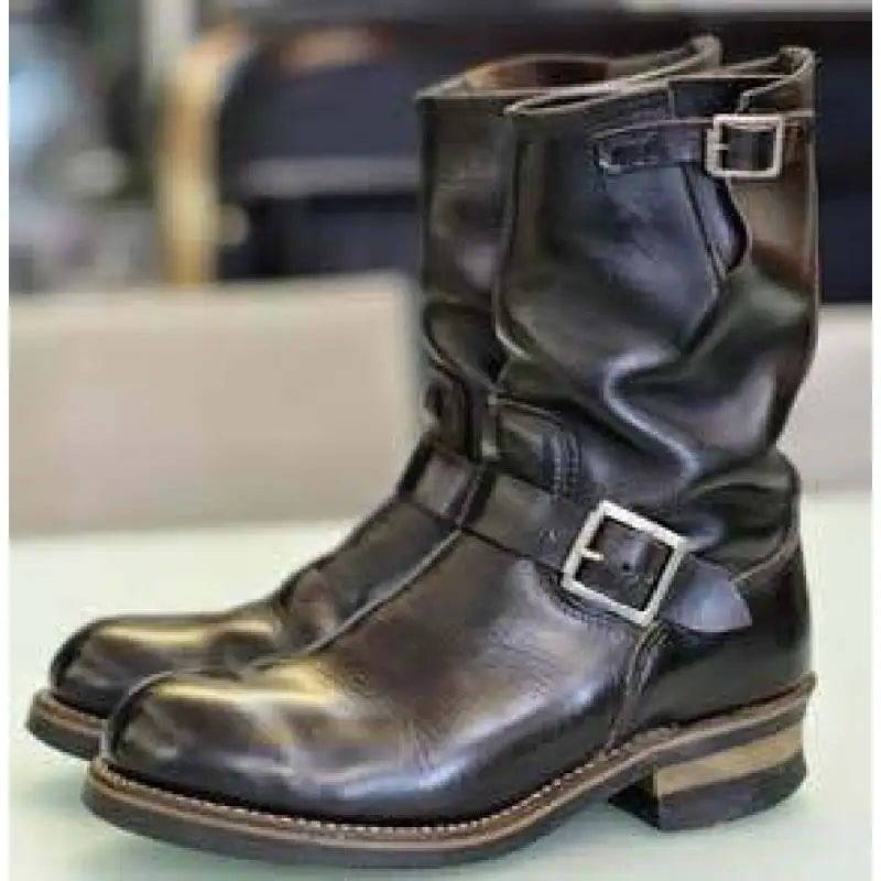 Low Heeled Autumn And Winter Round Toe Mid Tube Men's Boots - Swamp's Store