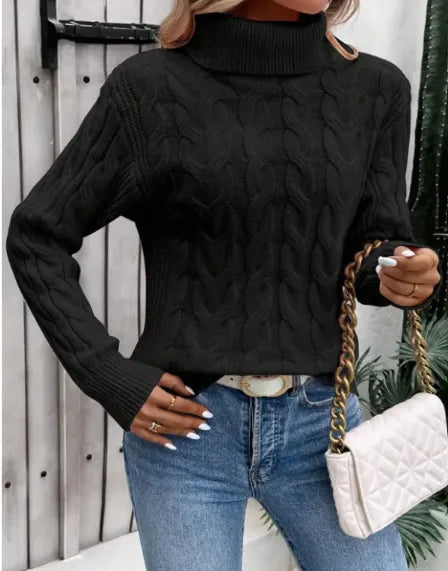 Women's Cable-knit Turtleneck Sweater - Swamp's Store