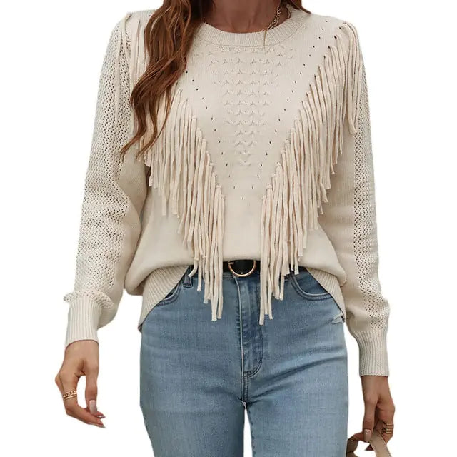 Women Tassels Autumn Sweaters - Swamp's Store