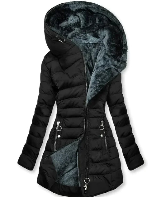 Women's Plush Hooded Cotton-padded Coat - Swamp's Store