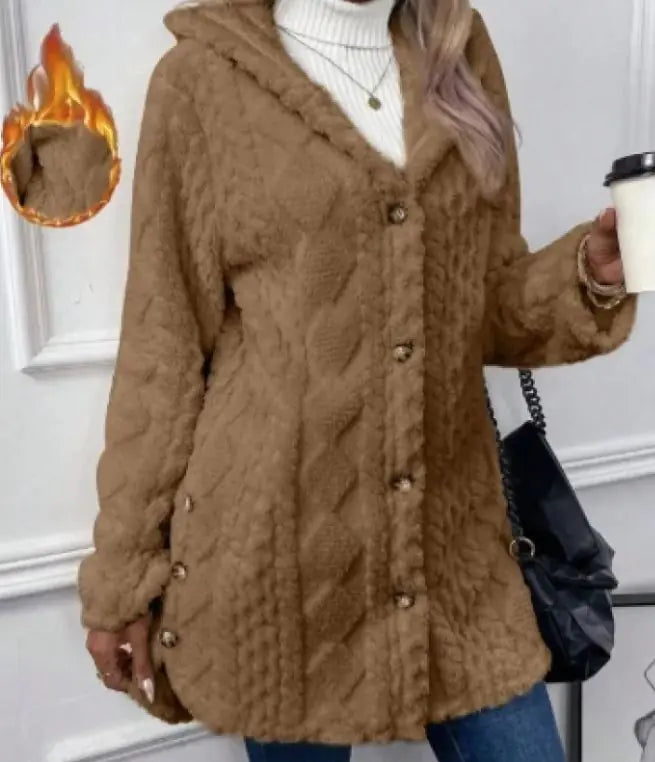 Hooded Cardigan Button Long Jacket Winter Coat - Swamp's Store