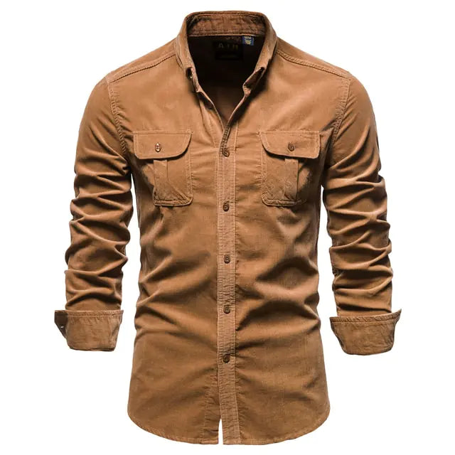 AI- Men's Business Casual Corduroy Shirt - Swamp's Store