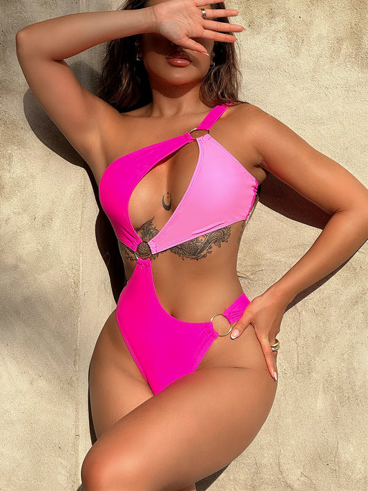 New Contrast Color One-Piece Swimsuit - Swamp's Store