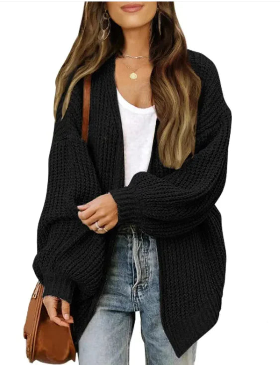 #C- Loose Retro Sweater Coat Women's Mid-length Knitted Cardigan - Swamp's Store