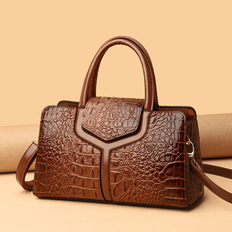Faux Crocodile Leather Messenger Bag - Swamp's Store