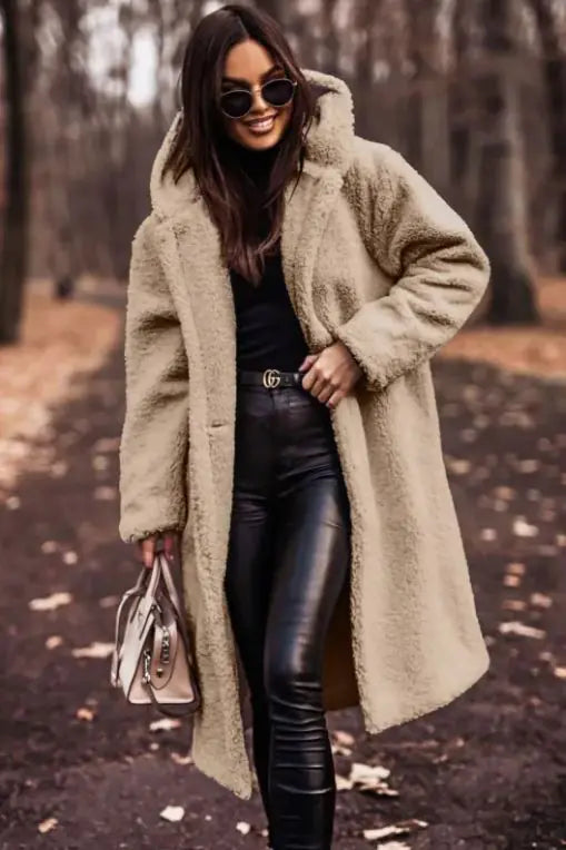Long Sleeve Woolen Women's Coat - Swamp's Store