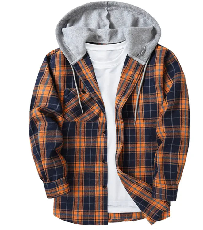 #999- Plaid Hood Casual Shirt - Swamp's Store