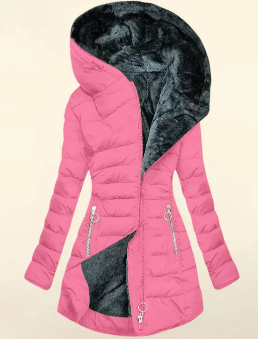 Women's Plush Hooded Cotton-padded Coat - Swamp's Store
