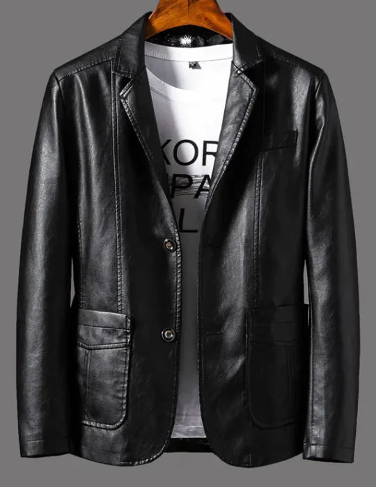 AL- Leather Men's Autumn And Winter Jacket Thin Lapel - Swamp's Store