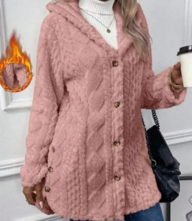 Hooded Cardigan Button Long Jacket Winter Coat - Swamp's Store