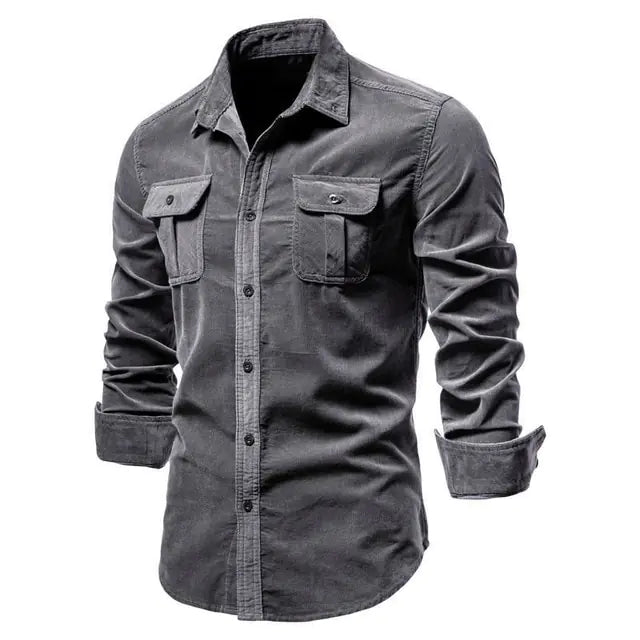 AI- Men's Business Casual Corduroy Shirt - Swamp's Store
