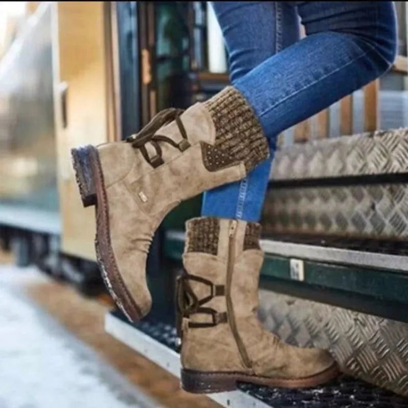 Medium Boots Low Heel Square Heel Round Head, European And American Large Martin Boots - Swamp's Store