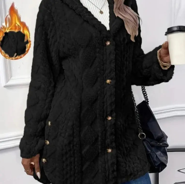 Hooded Cardigan Button Long Jacket Winter Coat - Swamp's Store