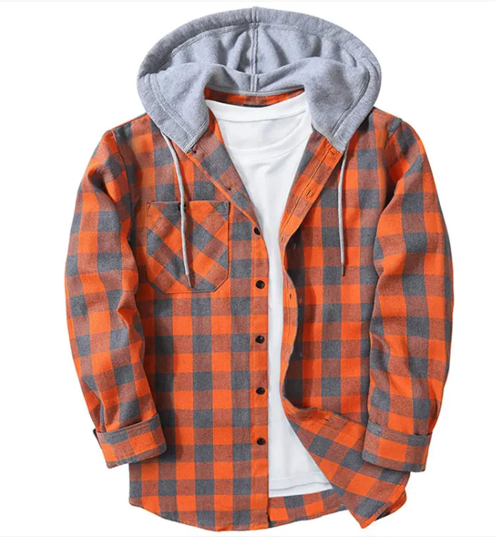 #999- Plaid Hood Casual Shirt - Swamp's Store