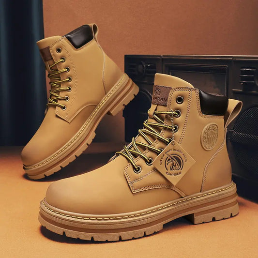 High Top Boots Men's Leather Shoes - Swamp's Store