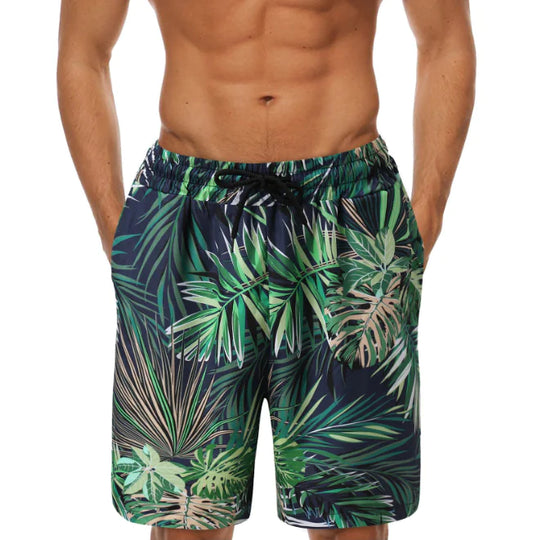 Mathias Shorts - Brown Men's Swim Trunks with Print - Swamp's Store