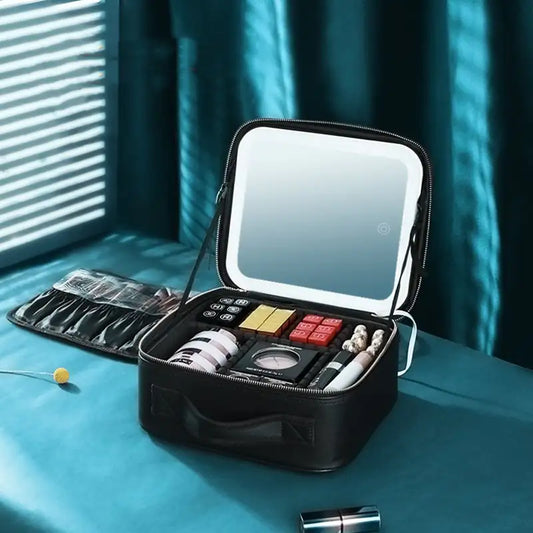 Travel Makeup Bag with Full-Screen Mirror - Swamp's Store