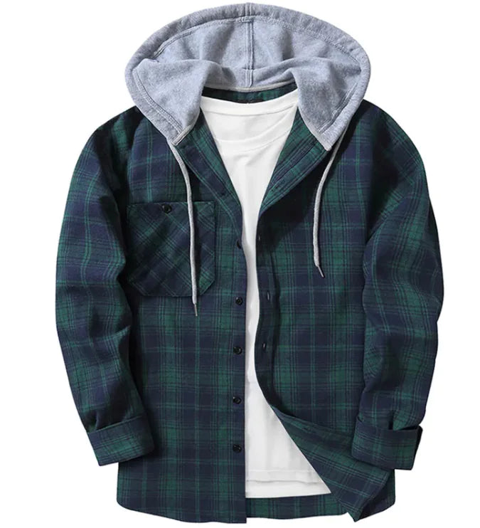 #999- Plaid Hood Casual Shirt - Swamp's Store