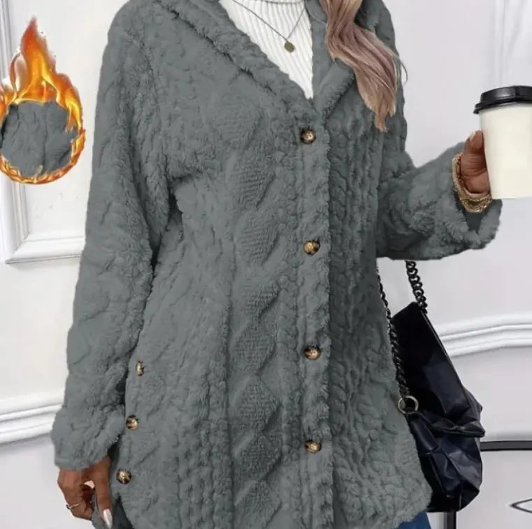 Hooded Cardigan Button Long Jacket Winter Coat - Swamp's Store