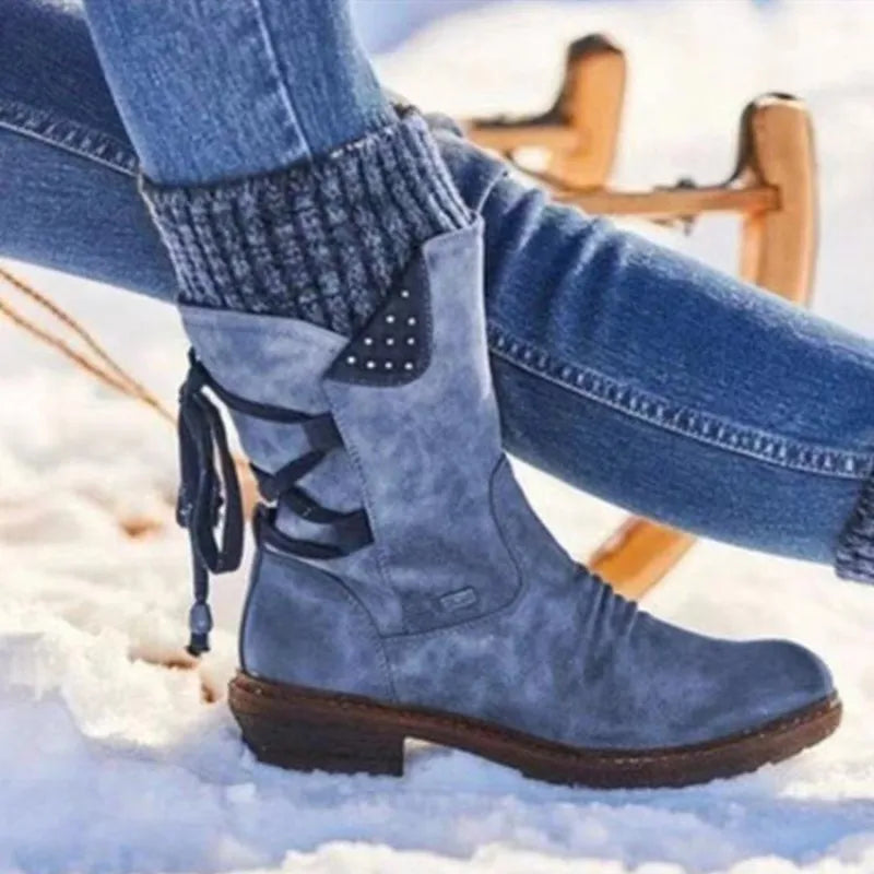 Medium Boots Low Heel Square Heel Round Head, European And American Large Martin Boots - Swamp's Store