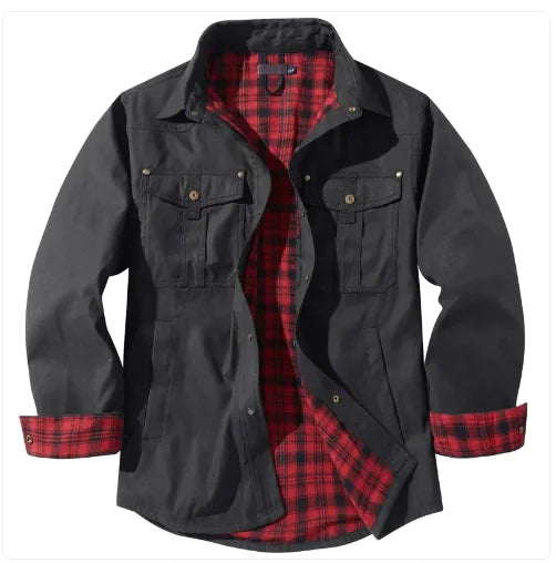 AM- Plaid Flannel Casual Jacket - Swamp's Store