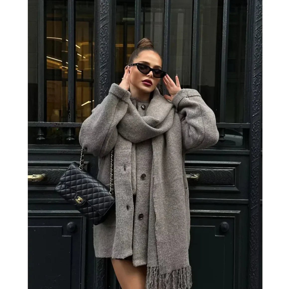 Cozy Knitted Scarf Cape Coat - Swamp's Store