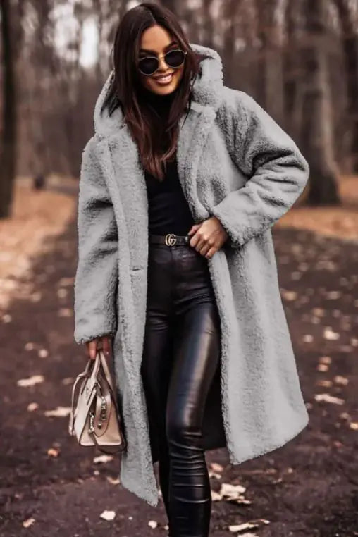 Long Sleeve Woolen Women's Coat - Swamp's Store