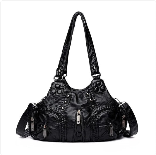 Trendy Messenger Bag - Washed Soft PU Leather Shoulder Bag - Swamp's Store