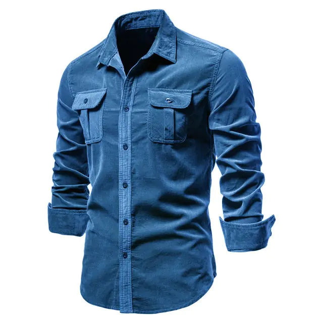 AI- Men's Business Casual Corduroy Shirt - Swamp's Store