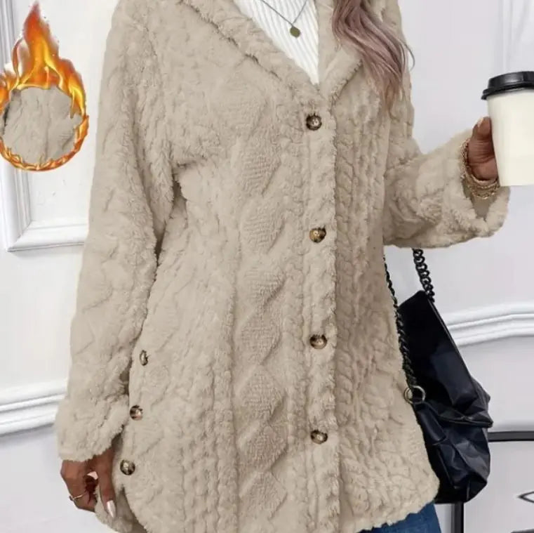 Hooded Cardigan Button Long Jacket Winter Coat - Swamp's Store