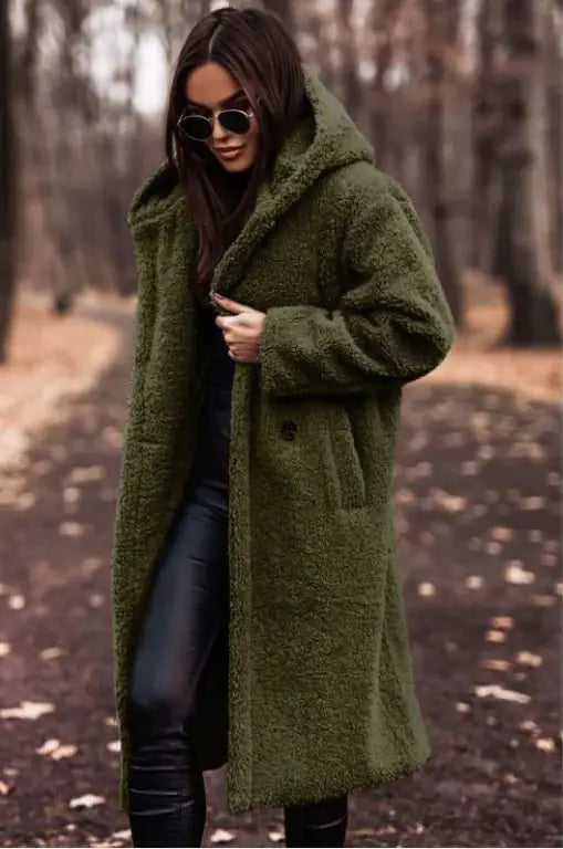 Long Sleeve Woolen Women's Coat - Swamp's Store