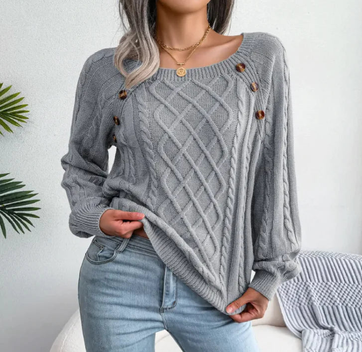 AC- Twist Knit Square Neck Sweater - Swamp's Store