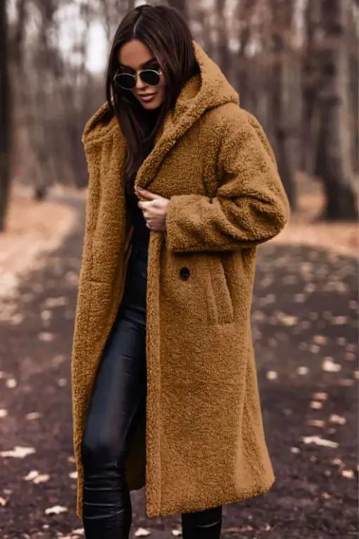 Long Sleeve Woolen Women's Coat - Swamp's Store