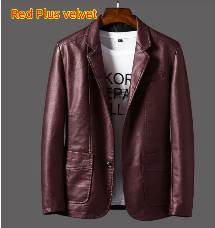 AL- Leather Men's Autumn And Winter Jacket Thin Lapel - Swamp's Store
