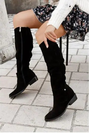 Women's Suede High Boots with Zipper - Swamp's Store