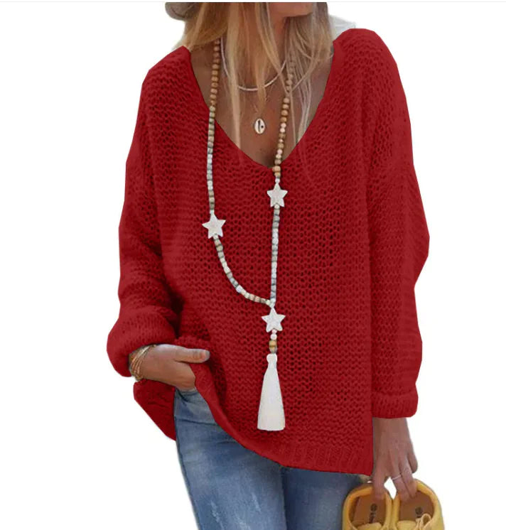 #I-Cozy V-Neck Knit Sweater - Swamp's Store